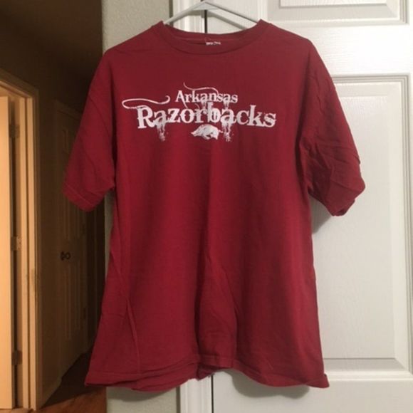 Men's Delta Pro Weight Arkansas Razorbacks Tee--Red--Size L - Picture 1 of 2